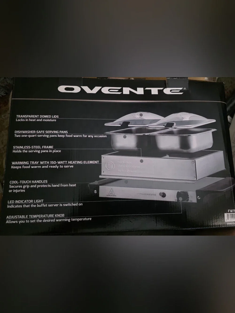 Ovente Stainless Steel Buffet Server - Silver